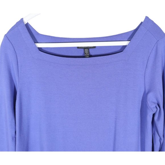 EILEEN FISHER 3/4 Sleeve Square Neck Shift Dress Size M Purple/Blue Jersey Knit - Picture 4 of 6